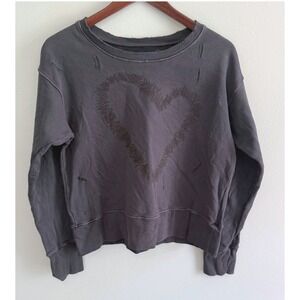 Frank & Eileen Women's Tee Lab Distressed Black Heart Sweatshirt Size Medium